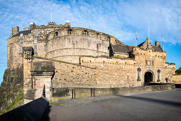 View of Edinburgh Castle. This medieval, historic fortress dominates the skyline of Edinburgh, Scotland, United Kingdom.