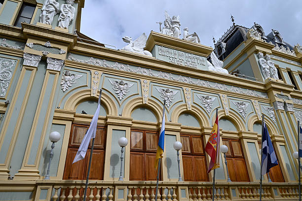 Santa Cruz de Tenerife, Spain, january 14, 2026 : Detail of the facade of the building of the Circle of Amistad XII de Enero in Santa Cruz de Tenerife