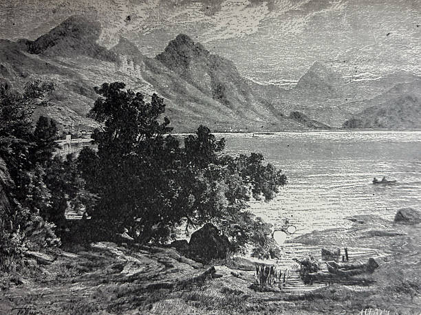 Antique illustration pre 1900 - Switzerland - Waeggis - Lake Lucerne