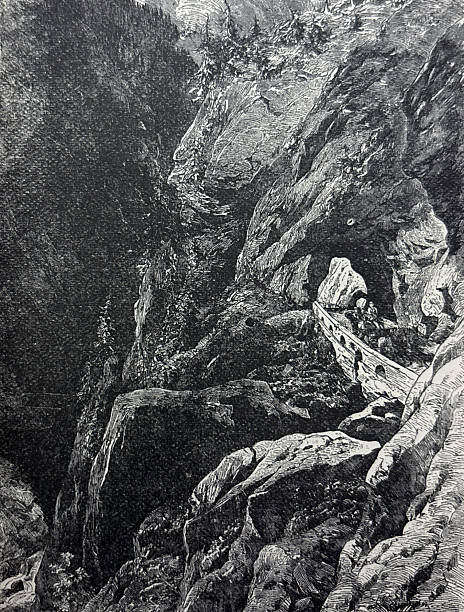 Antique illustration pre 1900 - Switzerland - Lukmanier Road