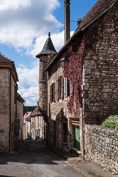 Medieval architecture in the town of Gramat in France, with its old, traditional houses