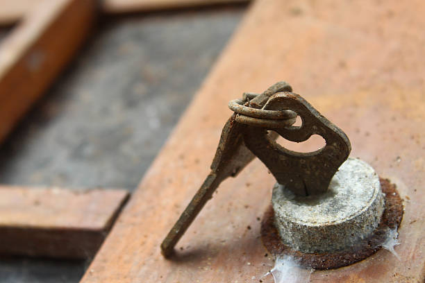 Old keys on white