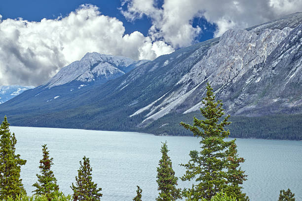 Tall rugged mountains that handle the arctic winds with almost no snow in the summer, YT, Canada