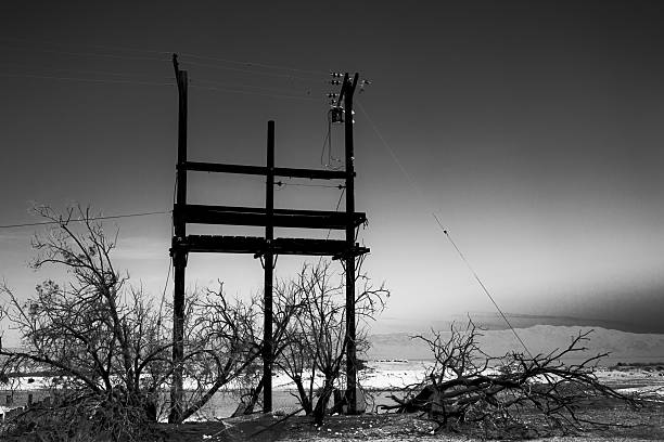 Power lines by the Salton Sea in California.