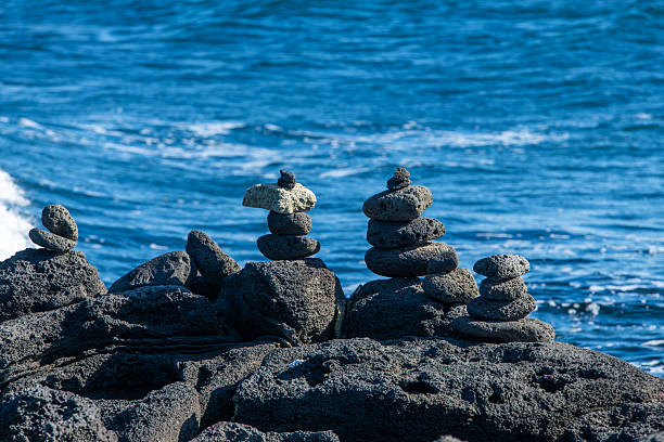 Hawaiian historical site Puuhonua O Honaunau National Park at the beautiful Honaunau Bay on the west coast of Big Island, Hawaii