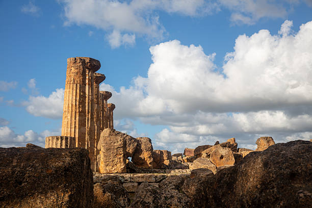 Temple E with field of rubble, Selinunte, Sicily, Italy