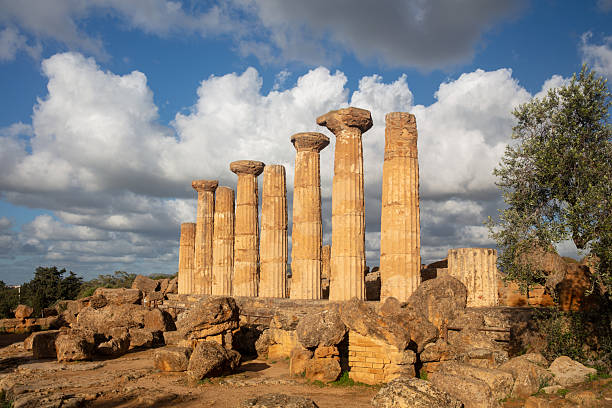 The ancient Greek ruins at the Valley of the Temples, a UNESCO World Heritage Site in Agrigento, Sicily, Italy.