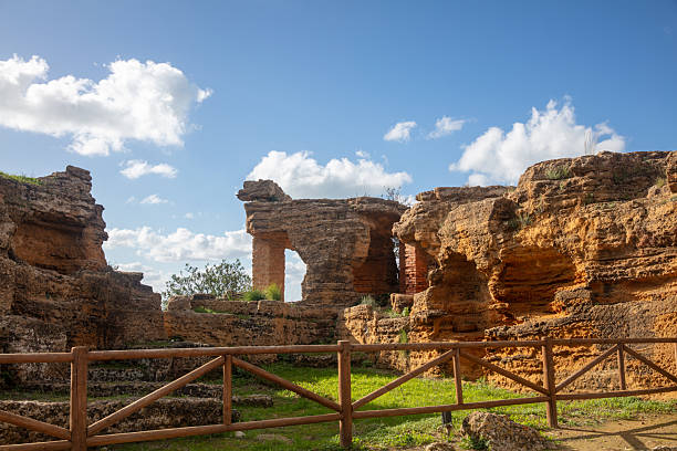 The ancient Greek ruins at the Valley of the Temples, a UNESCO World Heritage Site in Agrigento, Sicily, Italy.