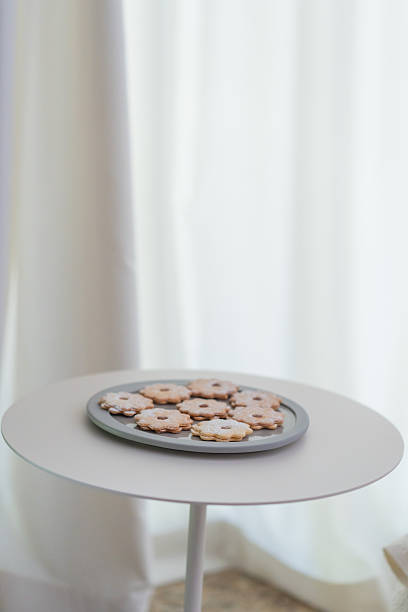 Plate of cookies on table