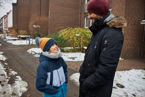 Father and son on a winter day.
