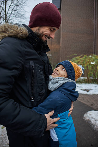Father and son on a winter day.