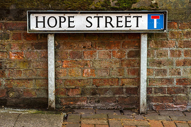 Street sign reading Hope Street paired with a dead-end symbol, creating a strong visual contrast between optimism and limitation. The image conveys irony, contradiction, and metaphor, ideal for themes of blocked paths, false hope, or constrained possibilities
