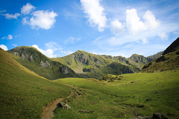 Landscape in the Pyrenees (France, Europe). Hiking, tourism. Col de Bareilles area (Hautes-Pyrénées)