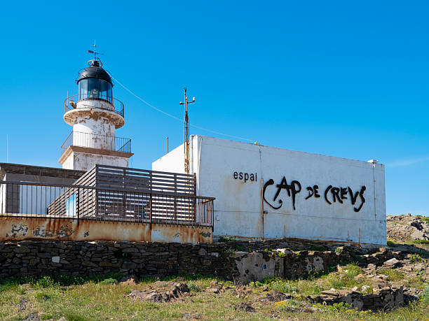Cap de Creus lighthouse standing on a rugged rocky coastline in Catalonia, Spain