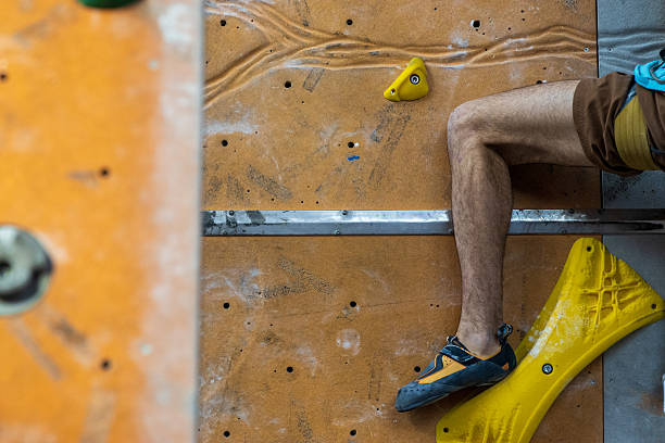 bouldering and climbing in the gym
