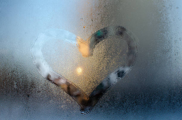 glowing warmly against cold blue condensation.