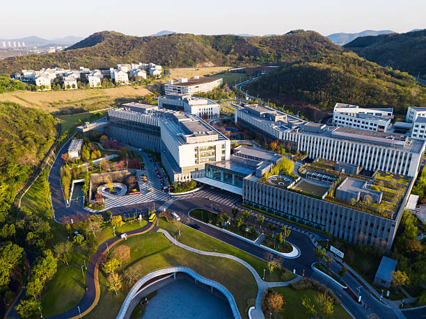 Aerial view, roof garden with solar panels
