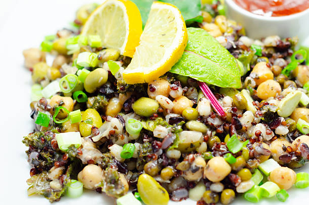 Healthy lunch of mixed ingredients on plate