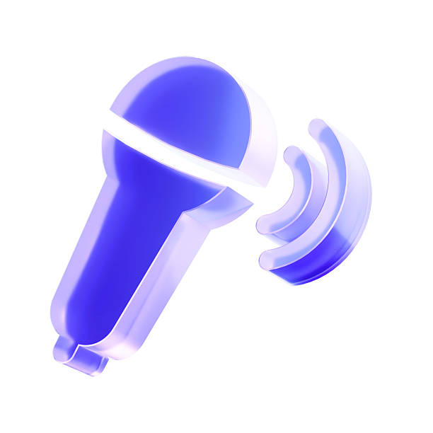 3D Glass microphone icon, voice recording and podcast broadcasting concept. Transparent liquid Glass icon, glassmorphism icon, crystal clear. 3d illustration.