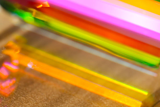 colorful prism light refraction and neon light streaks