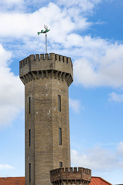 Ancient tower with weather vane in Karlskrona, Blekinge lan at the south coast of Sweden. UNESCO World heritage site.