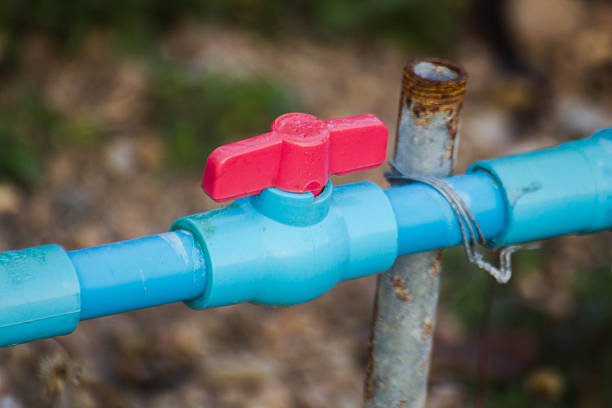 Close Up red plastic water valve
