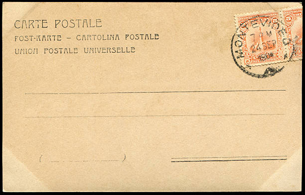 istock a vintage blank postcard sent from Montevideo, Uruguay in 1900s,  a good prop for any usage about mail delievery situation of historic events. 2257601263