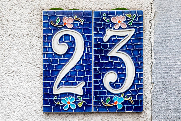 istock House number 23 in ceramic tiles 2257601994