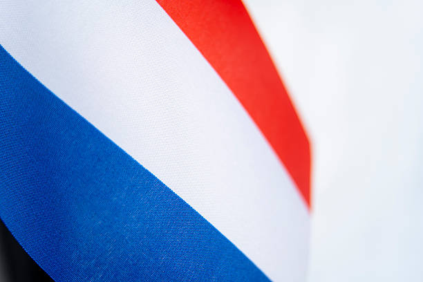 Close Up Blue White Red Flag Fabric