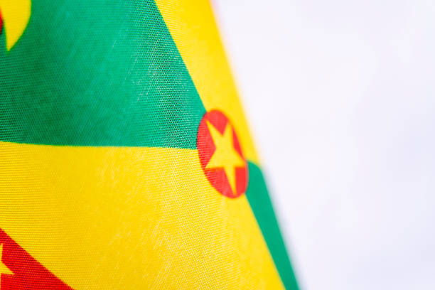 Close Up Grenada Flag Fabric Texture Detail