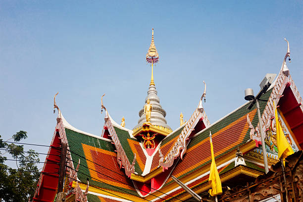Scenic golden temple of Emerald Buddha Wat Phra Kaew in Bangkok, Thailand.