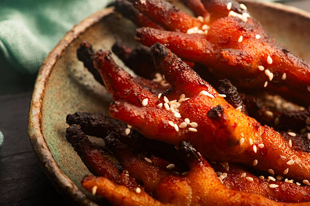 Spicy Korean Chicken Feet (Dakbal) in Handmade Ceramic Bowl