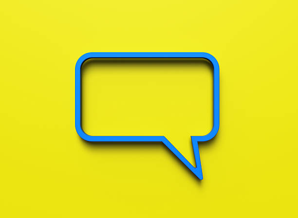Blue bubble speak on wYellow background. Isolated 3D illustration