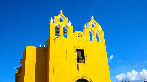 Izamal, Yucatan, Mexico  26th of December  2026, Facade of Capilla de los Remedios with colonial architecture.