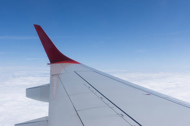 View from the plane wing and clouds, Italy. High quality photo