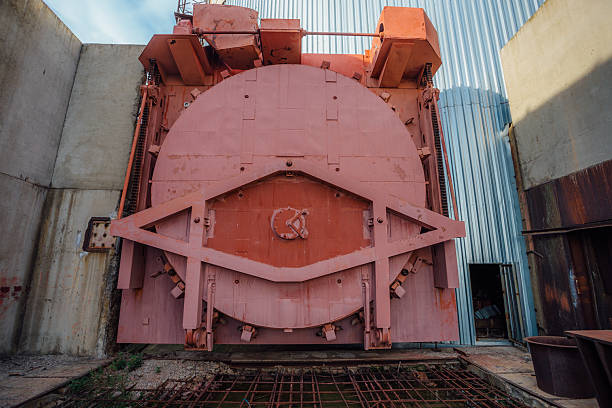 Large hermetic door of airlock.