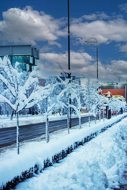 Snowfall in city