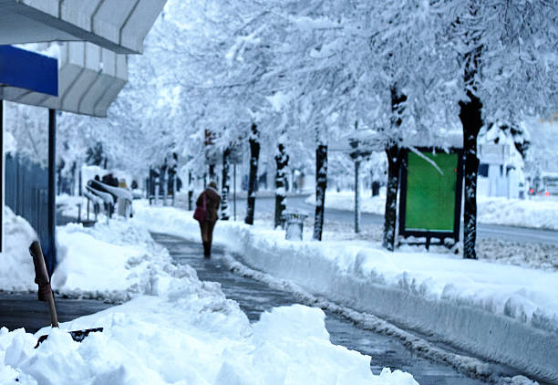 snowy winter street under snow scene