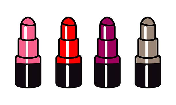 Lipstick icon set, vector illustration. Flat design style. Valentines Day. Cute pink retro vibe