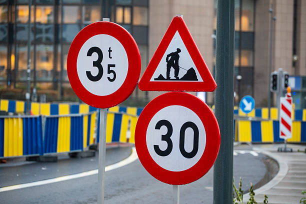Major roadworks on a city street in Brussels