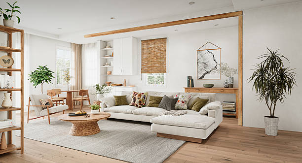 istock Minimalist Living Room Interior in Scandinavian Style, 3d render 2257733698