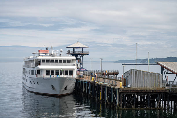 A view of a pier and bridge on Lakew Washington in Seattle.