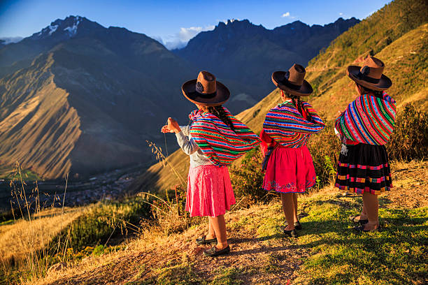 istock Peruvian women spinning wool by hand in Sacred Valley, Peru 2257758242