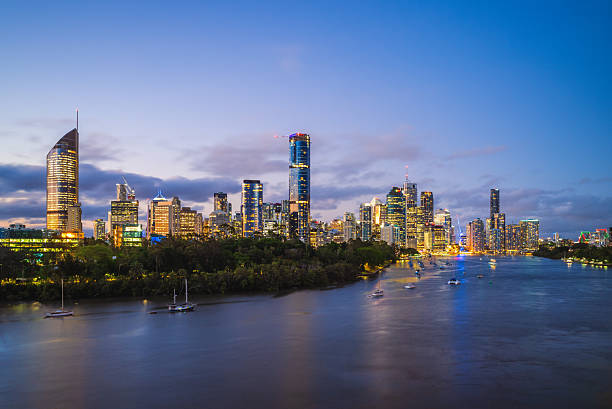 View over Brisbane at Kangaroo Point in Queensland, Australia