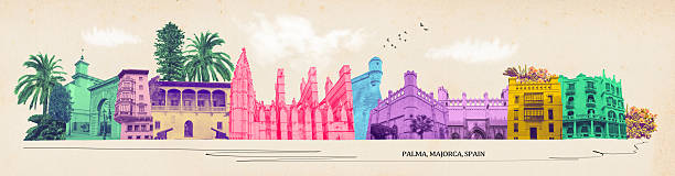 The collage from views of Palma de Mallorca at Spain.