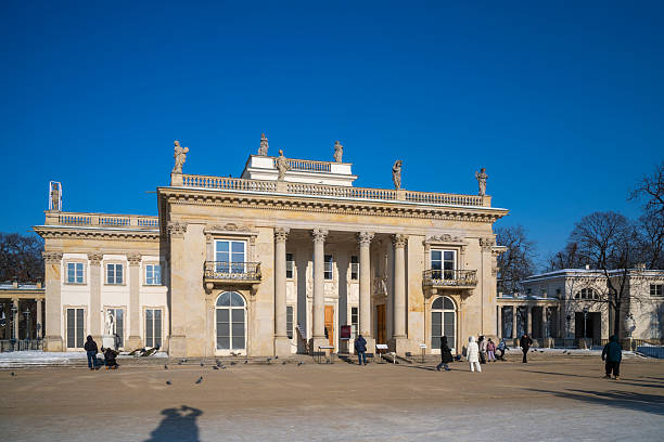 Warsaw, Poland - April 24, 2024: Wilanow Palace captured under a clear blue sky in Warsaw, Poland