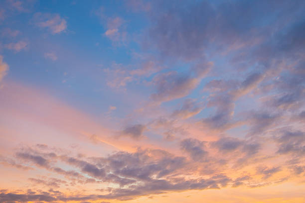 istock Stunning sunset sky with dramatic purple and orange clouds at twilight 2257794033