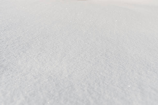 white snow texture, cold winter, nature background, snowy field, view from above, sunlight, daylight outdoors, copy space, selective focus