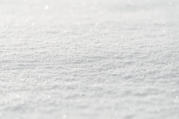white snow texture, cold winter, nature background, snowy field, view from above, sunlight, sun shining, sun glare, bokeh, daylight outdoors, copy space, selective focus