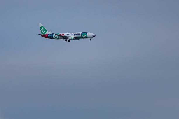 Transavia flight and negative space in the sky over Alicante on January 22, 2026, Spain